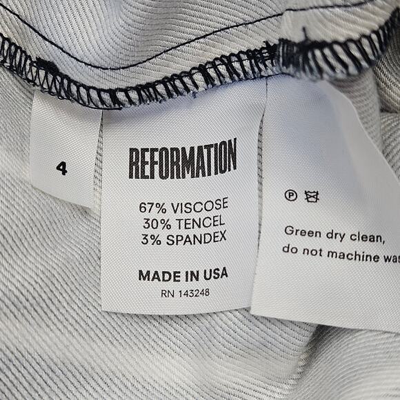 Reformation Bowie Capone High Waist Button Stripe Wide Leg Pants Blue Sz 4 - Picture 8 of 12